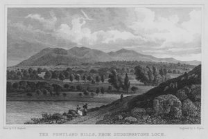 De Pentland Hills, vanaf Duddingstone Loch
