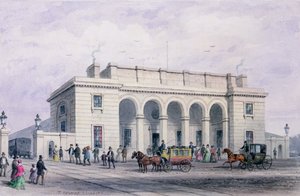 Het Zuidwestelijke Spoorwegstation bij Nine Elms Vauxhall, 1856 door Thomas Hosmer Shepherd