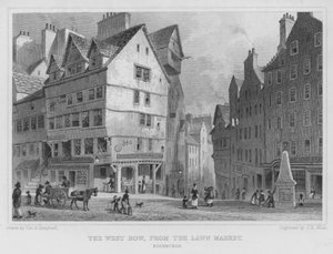 The West Bow, vanaf de Lawn Market, Edinburgh