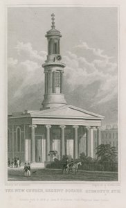 De nieuwe kerk, Regent Square, Sidmouth Street door Thomas Hosmer Shepherd