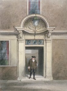 Zicht op de deur en trap van Dr. Johnson, Inner Temple Lane, Londen