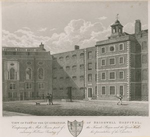 Uitzicht op een deel van de binnenplaats van Bridewell Hospital door Thomas Hosmer Shepherd