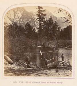 De veerboot - Merced River, Yo-Semite Valley door Thomas Houseworth