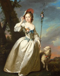 Portret van een jonge dame als herderin door Thomas Hudson