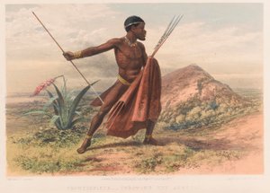 Xhosa krijger, 8e Kaapse Grensoorlog door Thomas J. (after) Lucas