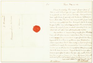 Handtekeningbrief als Amerikaanse ambassadeur in Frankrijk, aan Giovanni Fabbroni, Parijs, 24 mei 1789