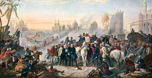 Het reliëf van Lucknow (kleurenlitho)