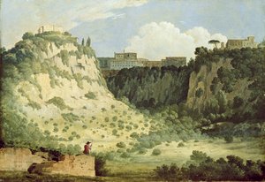 Uitzicht op de Tempel van Diana, Nemi, met een herder op de voorgrond, 1785