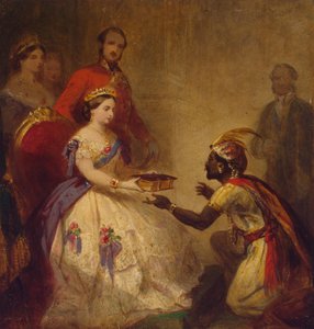 Koningin Victoria geeft de Bijbel aan een Afrikaans opperhoofd (Het geheim van Engelands grootsheid) door Thomas Jones Barker