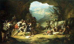 Het atelier van Salvator Rosa in de bergen van de Abruzzen door Thomas Jones Barker