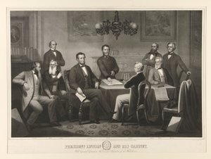 President Lincoln en zijn Kabinet door Thomas Kelly