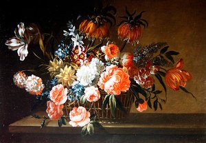 Een Stilleven van Rozen, Anjer en Tulpen