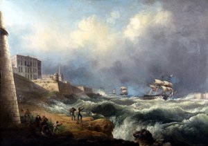 Zicht op de ingang van de Grand Harbour door TL Hornbrook
