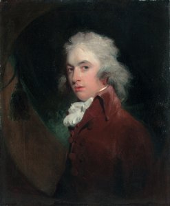 Portret van de Hon. Peniston Lamb, halflang, in een fluwelen jas met een witte das, geschilderde ovaal door Thomas Lawrence