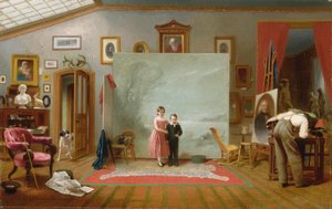 Interieur met portretten