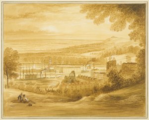 Cumberland Basin gezien vanaf veld nabij Clifton Church door Thomas Leeson the Elder Rowbotham