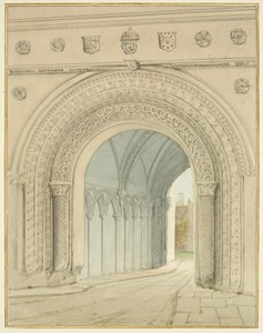 Noordaanzicht van de College Gateway boog door Thomas Leeson the Elder Rowbotham