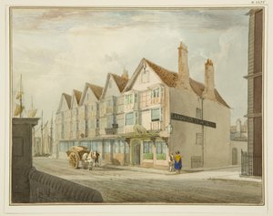 Zuidzijde van King Street met Llandoger Trow door Thomas Leeson the Elder Rowbotham
