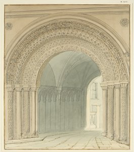 Zuidaanzicht van College Gateway, kathedraal van Bristol door Thomas Leeson the Elder Rowbotham
