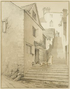 De trappen die Griffin Lane en Church Lane verbinden