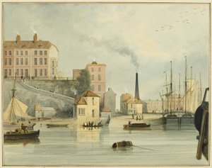 West End van Redcliffe Parade, met de toegangspoorten naar het Bathurst Basin door Thomas Leeson the Elder Rowbotham