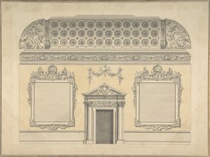Ontwerp voor een sectie van een rococo-kamer, met een gewelfd plafond en versierde Korinthische...