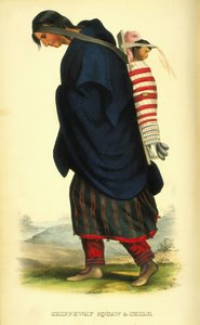 Chippeway vrouw en kind, 1848 door Thomas Loraine McKenney