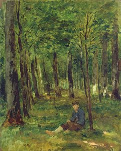 Jonge boer zittend in het bos, 1878