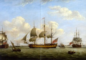 HMS Maria Anna - Graaf van Chatham - Achilles - Thomas Luny door Thomas Luny