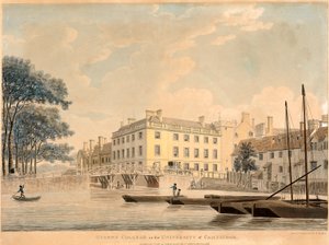 Queens College in de Universiteit van Cambridge, uitgegeven 1800