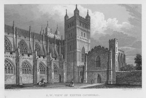 Zuidwestelijke Aanblik van Exeter Kathedraal door Thomas Mann (after) Baynes