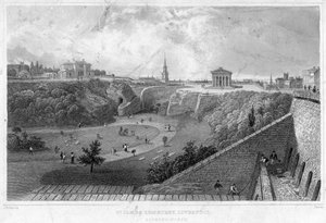 St James Cemetery, Liverpool, noordwaarts kijkend, 19e eeuw door Thomas Mann Baynes