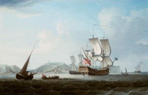 Een Tweedekker en Andere Schepen bij Dover door Thomas Mellish