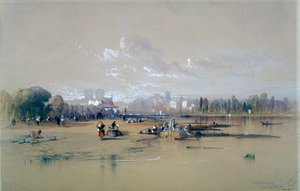 Notre Dame vanaf de Pont du Jardin du Roi, Parijs, ca. 1835-1890 door Thomas Miles Richardson II