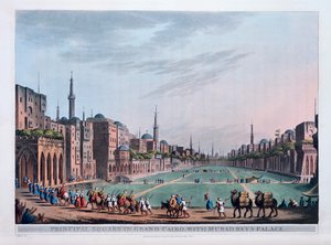 Hoofdplein in Groot Caïro, met het paleis van Murad Bey, 1801 door Thomas Milton
