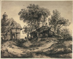Hutten bij de zee door Thomas Monro