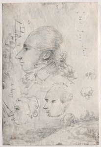 Studies van Hoofden (verso) door Thomas Monro