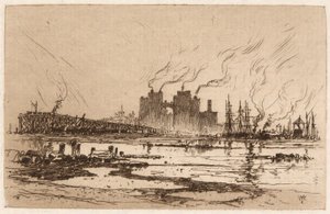 Communipaw, N.J. door Thomas Moran