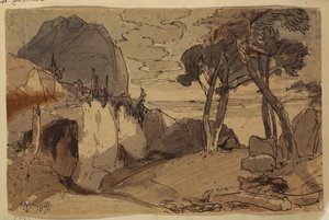 Tekening, Weg in een berglandschap, 1875
