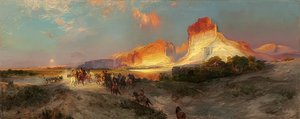 Groene rivierkliffen, Wyoming door Thomas Moran