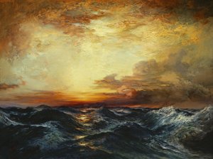 Pacifische zonsondergang door Thomas Moran