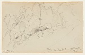 Het hol van de duivel, Yellowstone door Thomas Moran