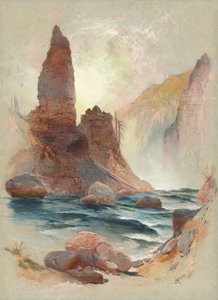 Toren bij Tower Falls, Yellowstone door Thomas Moran