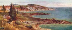 Noordkust, Lake Superior (kleurenlitho) door Thomas Mower Martin