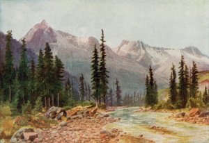 De Rocky Mountains (kleur litho) door Thomas Mower Martin