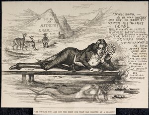 Oscar Wilde als Narcissus (met inscriptie) (gravure)