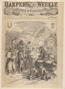 Kerstman in Kamp uit Harpers Weekly, 3 januari 1863