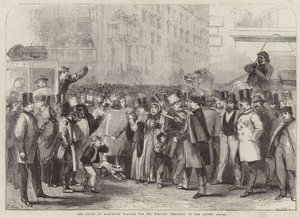 De menigte in Baltimore wacht op meneer Lincoln door Thomas Nast