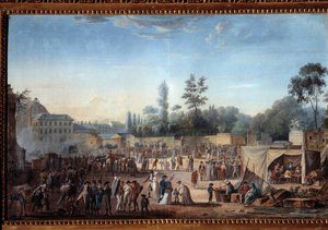 Zicht op de Tuilerieën en de Place de la Révolution door Thomas Naudet