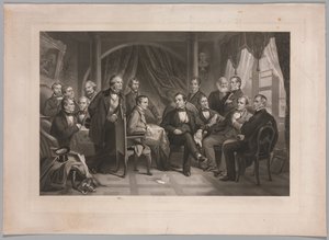 Washington Irving en zijn literaire vrienden in Sunnyside door Thomas Oldham Barlow